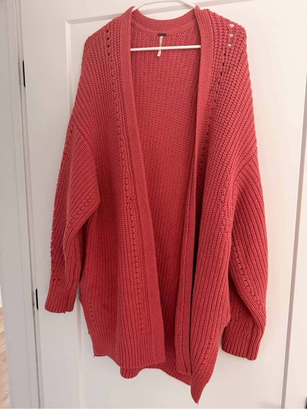 Free People Open-Front Coral Knit Cardigan